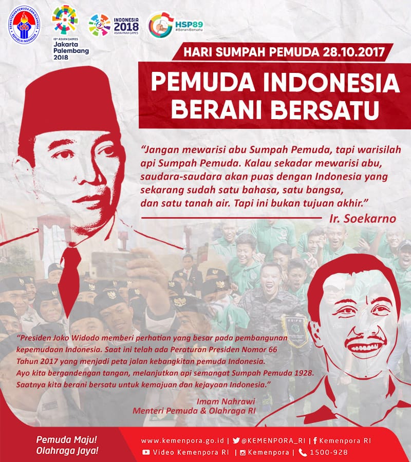 Peringati Sumpah Pemuda Ke-89, Menpora Lakukan Pembacaan Ikrar Sumpah Pemuda dan Dialog Pemuda dari 9 Titik Yang Berbeda di Dalam dan Luar Negeri