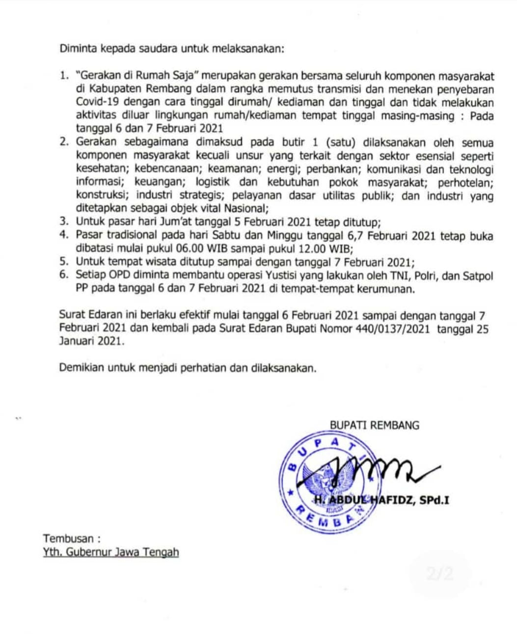 Jateng 2 Hari di Rumah Saja, Pasar Tetap Buka
